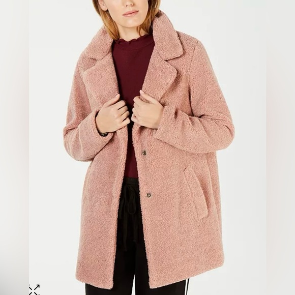 Lucky Brand size XL Blush Double Breasted Faux Shearling Fur Teddy Coat - Picture 8 of 9